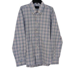 Charleston Threads Mens XL Plaid Button Down Shirt‎ Blue Orange Cotton LS NWOT
